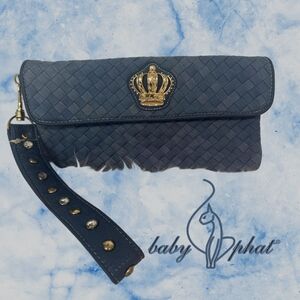Baby Phat Black Clutch with Gold Crown Accent